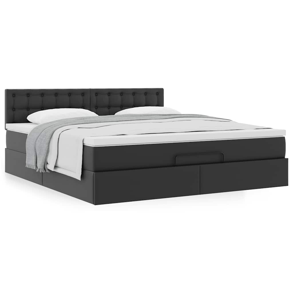 vidaXL Estructura cama otomana colchón cuero sintético negro 180x200cm