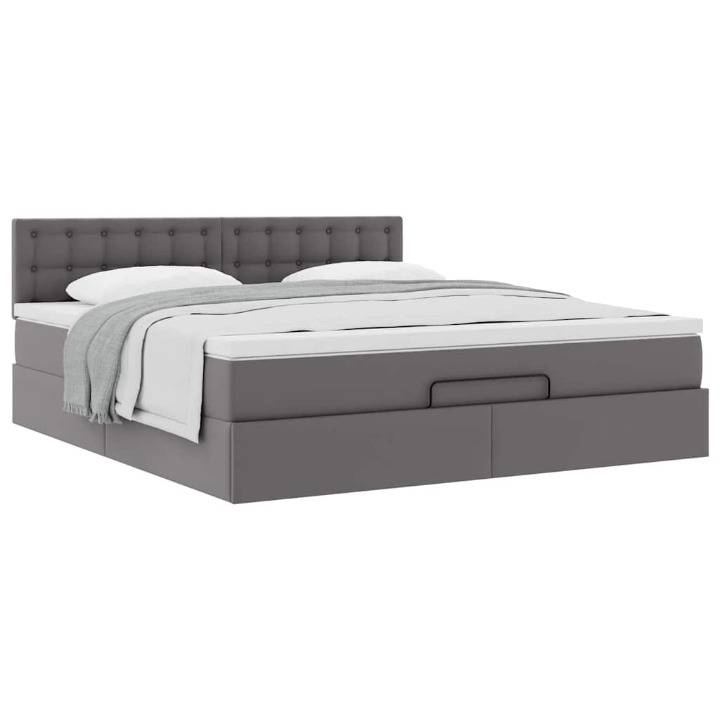 vidaXL Estructura cama otomana colchón cuero sintético gris 180x200cm