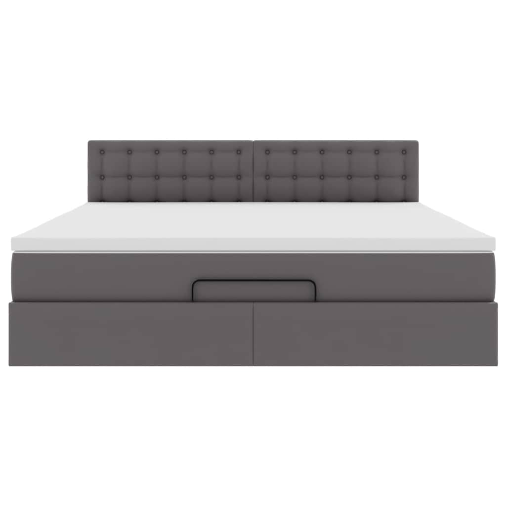 vidaXL Estructura cama otomana colchón cuero sintético gris 180x200cm