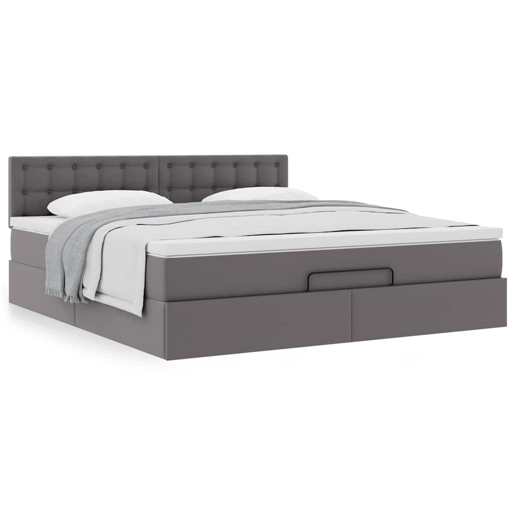 vidaXL Estructura cama otomana colchón cuero sintético gris 180x200cm