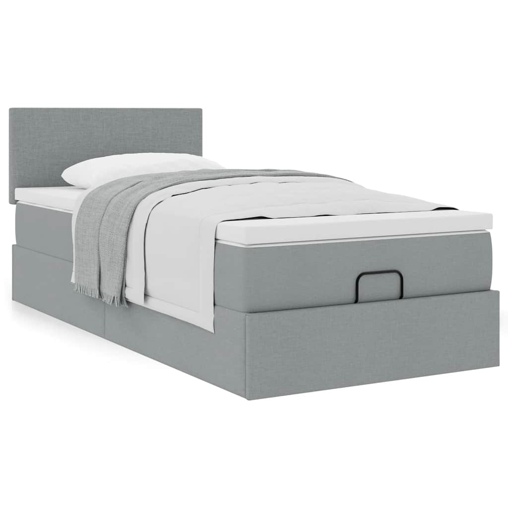 vidaXL Estructura de cama otomana con colchón tela gris claro 80x200cm