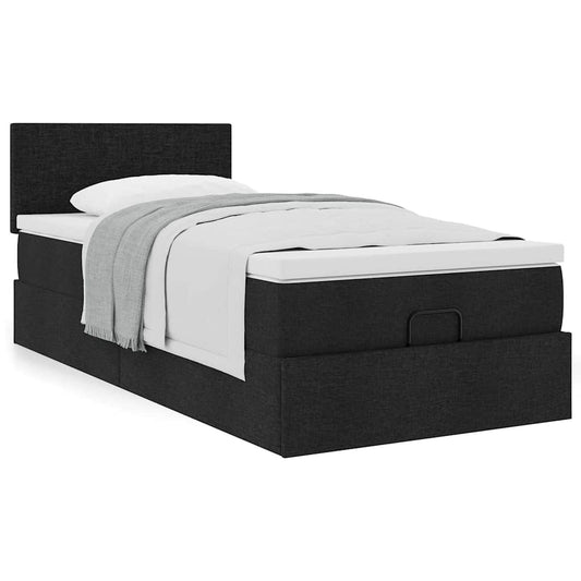 vidaXL Estructura de cama otomana con colchón tela negra 80x200cm