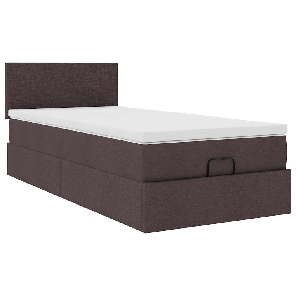 vidaXL Estructura cama otomana colchón tela marrón oscuro 80x200cm