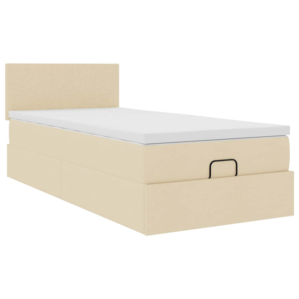 vidaXL Estructura de cama otomana con colchón tela crema 80x200cm