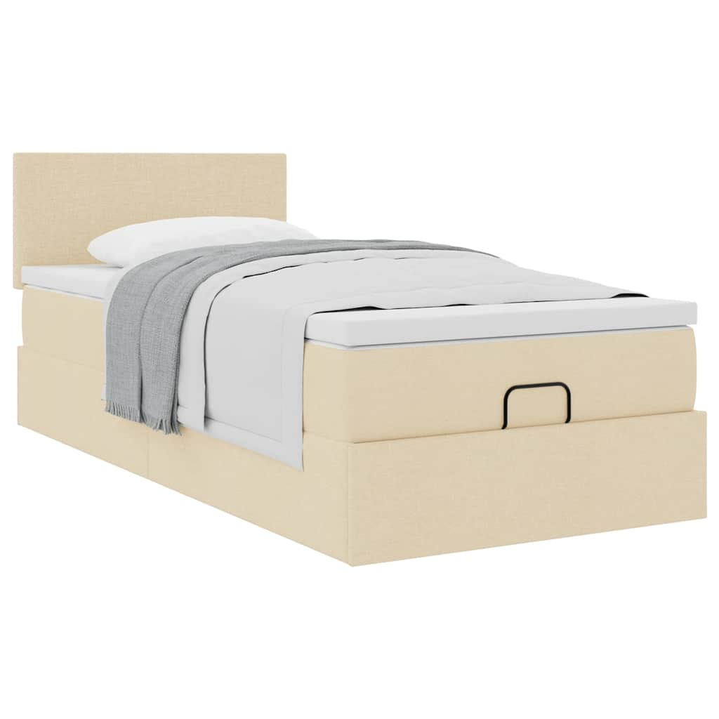 vidaXL Estructura de cama otomana con colchón tela crema 80x200cm