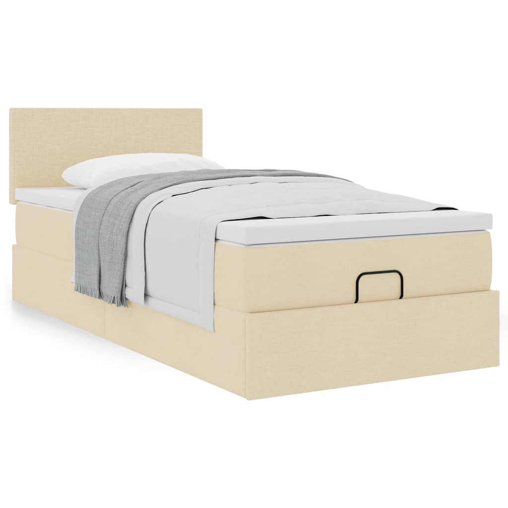 vidaXL Estructura de cama otomana con colchón tela crema 80x200cm