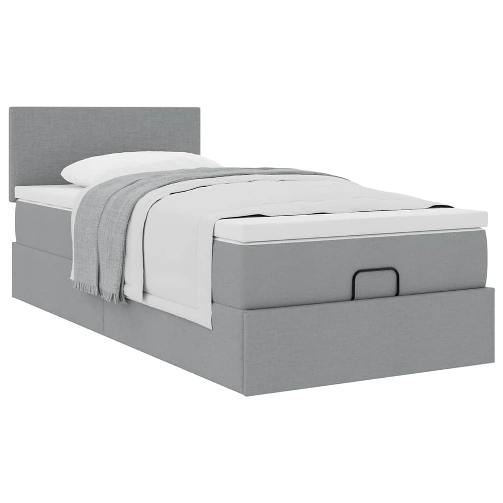 vidaXL Estructura de cama otomana con colchón tela gris claro 90x190cm