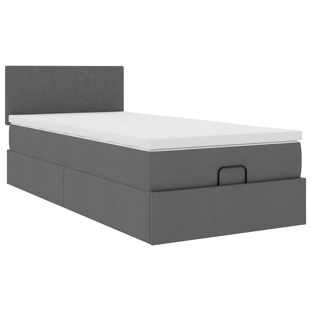 vidaXL Estructura cama otomana colchón tela gris oscuro 90x190cm