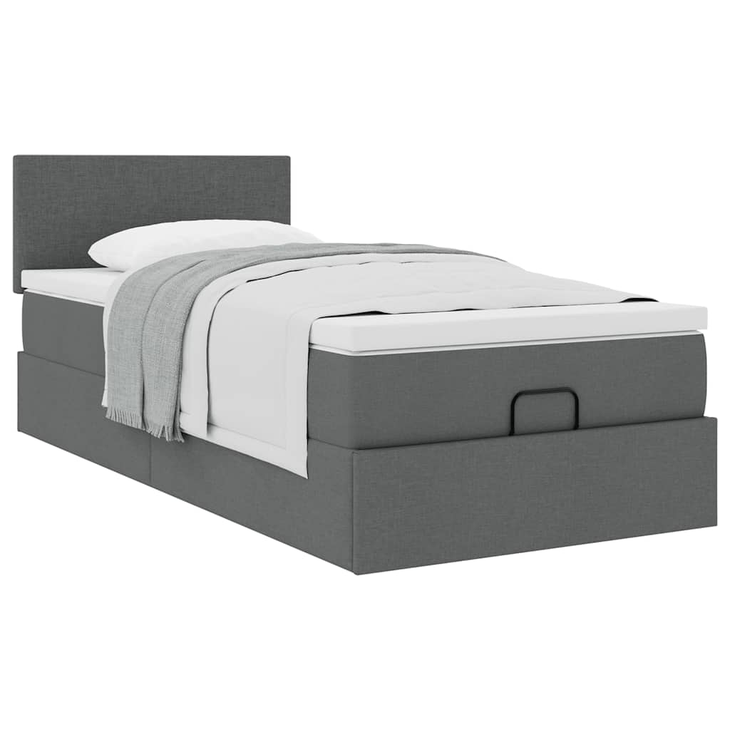 vidaXL Estructura cama otomana colchón tela gris oscuro 90x190cm