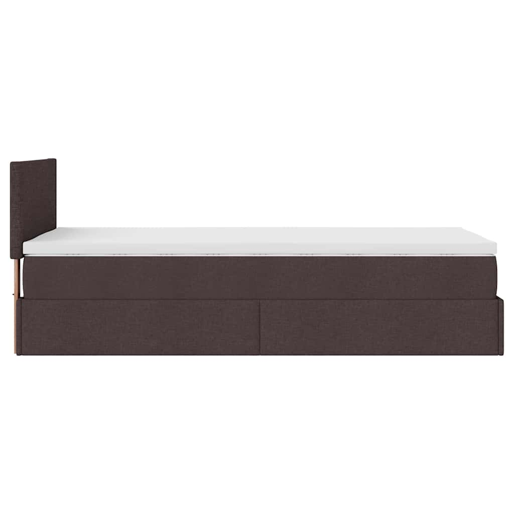 vidaXL Estructura cama otomana colchón tela marrón oscuro 90x190 cm