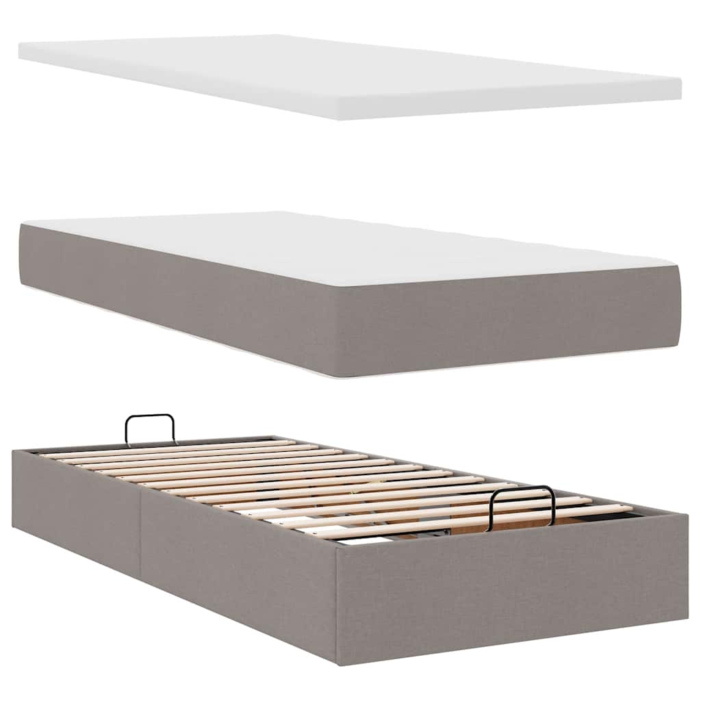 vidaXL Estructura de cama otomana colchón tela gris pardo 90x190cm