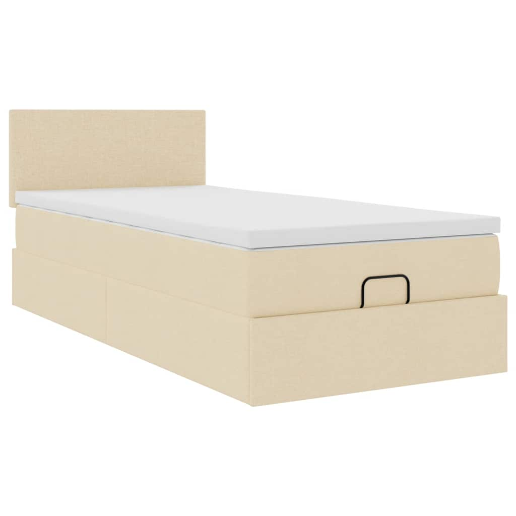 vidaXL Estructura de cama otomana con colchón tela crema 90x190cm