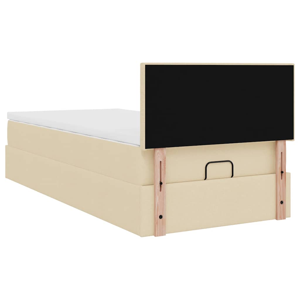 vidaXL Estructura de cama otomana con colchón tela crema 90x190cm