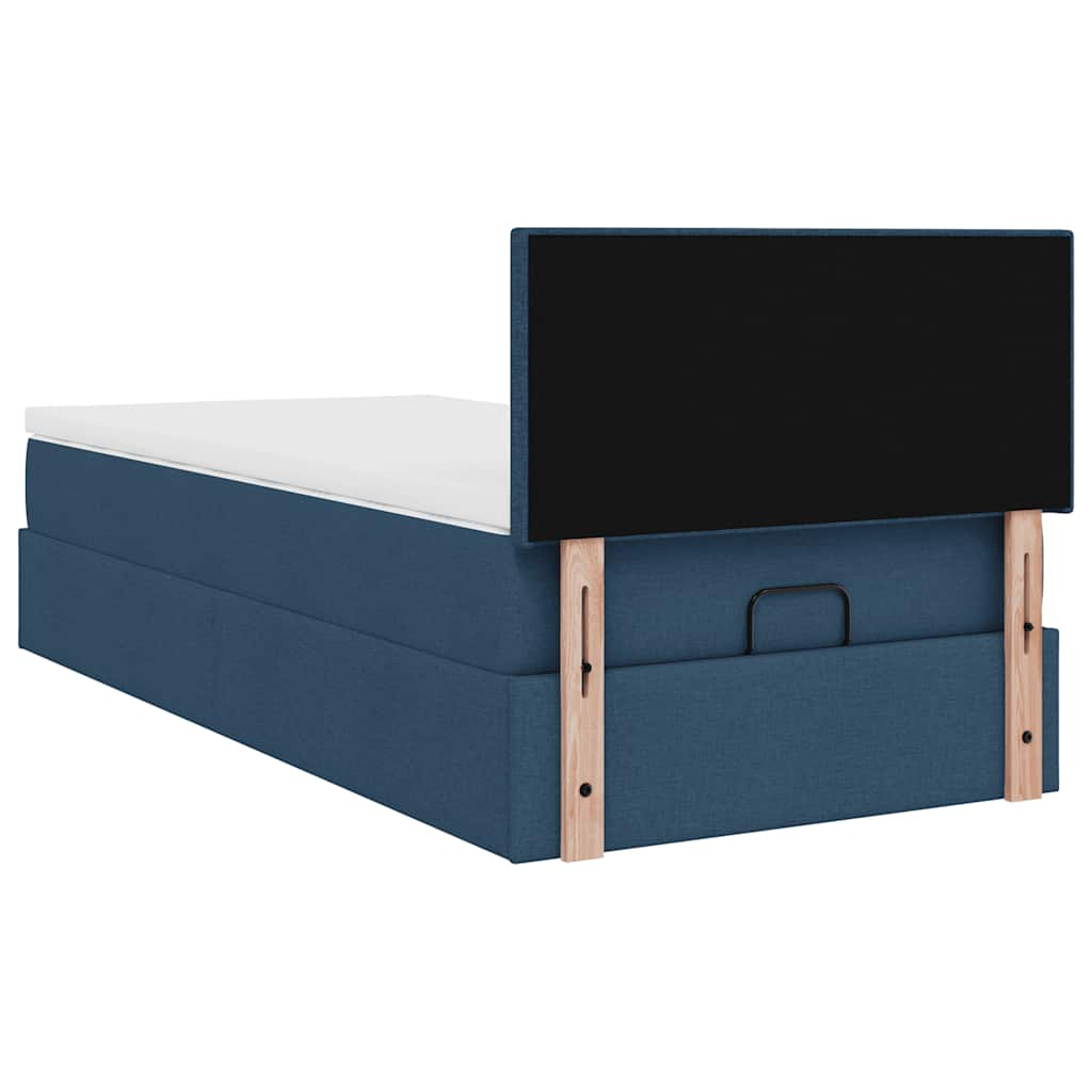 vidaXL Estructura de cama otomana con colchón tela azul 90x190 cm