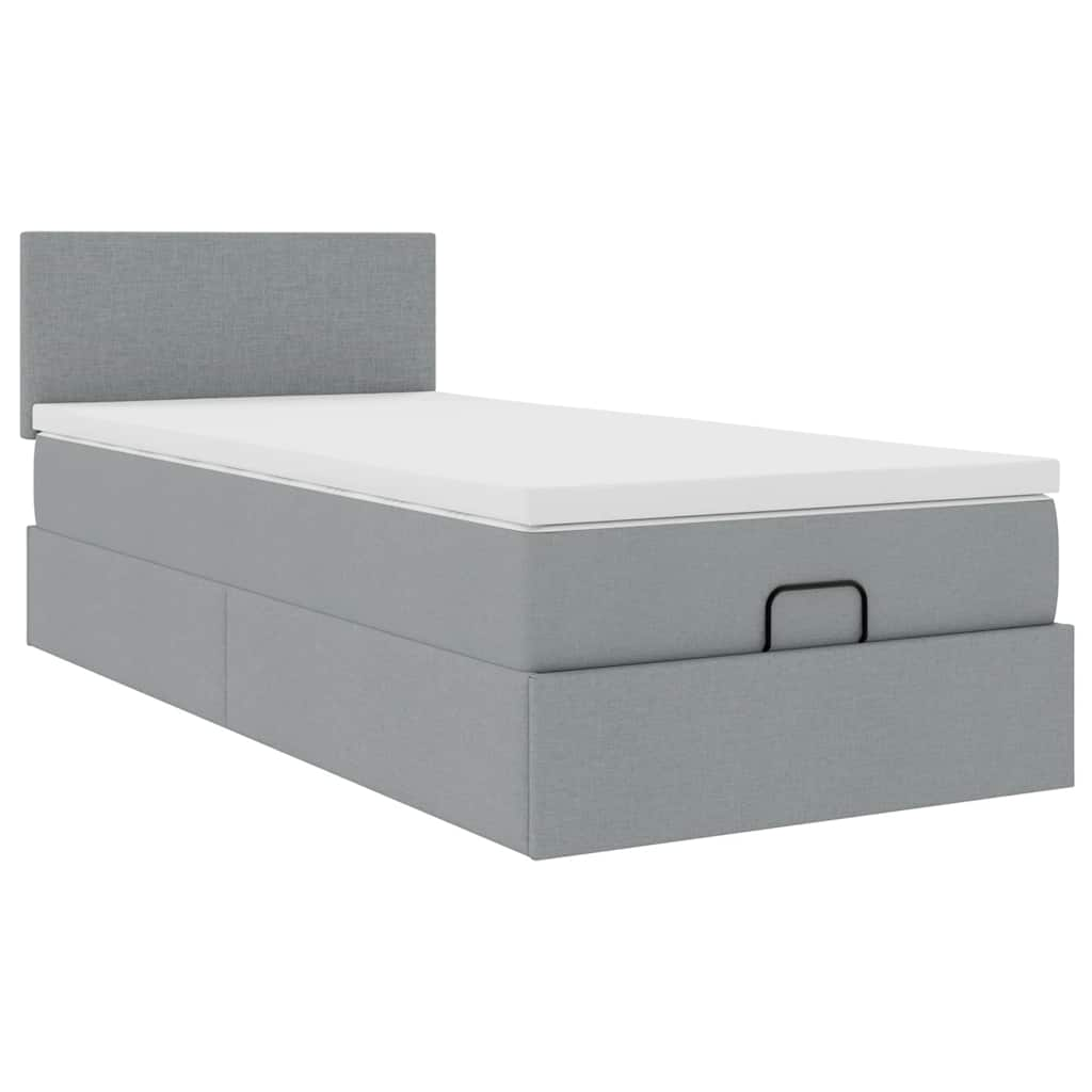 vidaXL Estructura de cama otomana con colchón tela gris claro 90x200cm