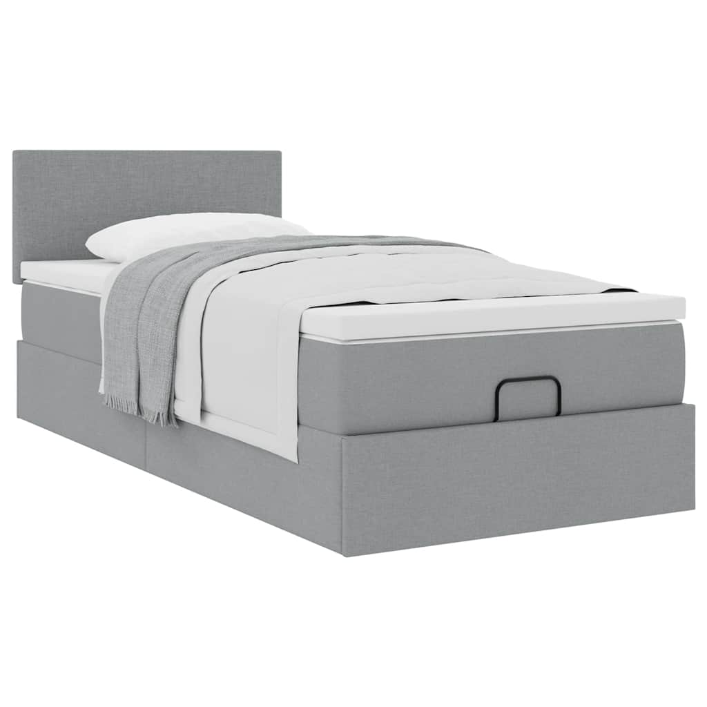 vidaXL Estructura de cama otomana con colchón tela gris claro 90x200cm