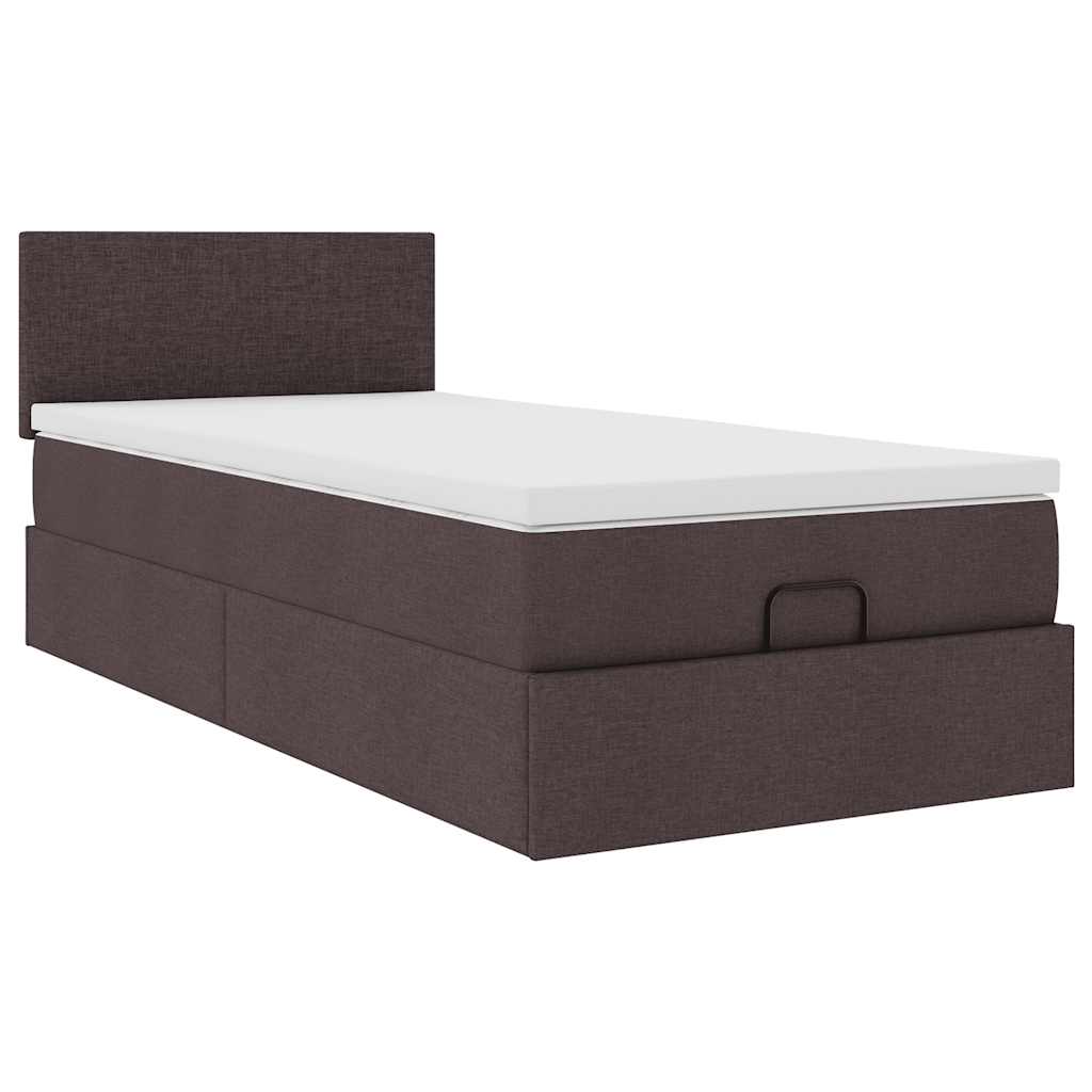 vidaXL Estructura cama otomana colchón tela marrón oscuro 90x200cm