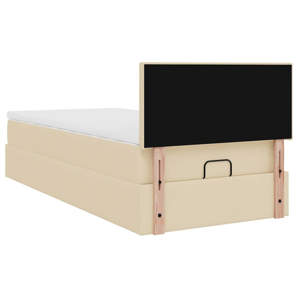 vidaXL Estructura de cama otomana con colchón tela crema 90x200cm