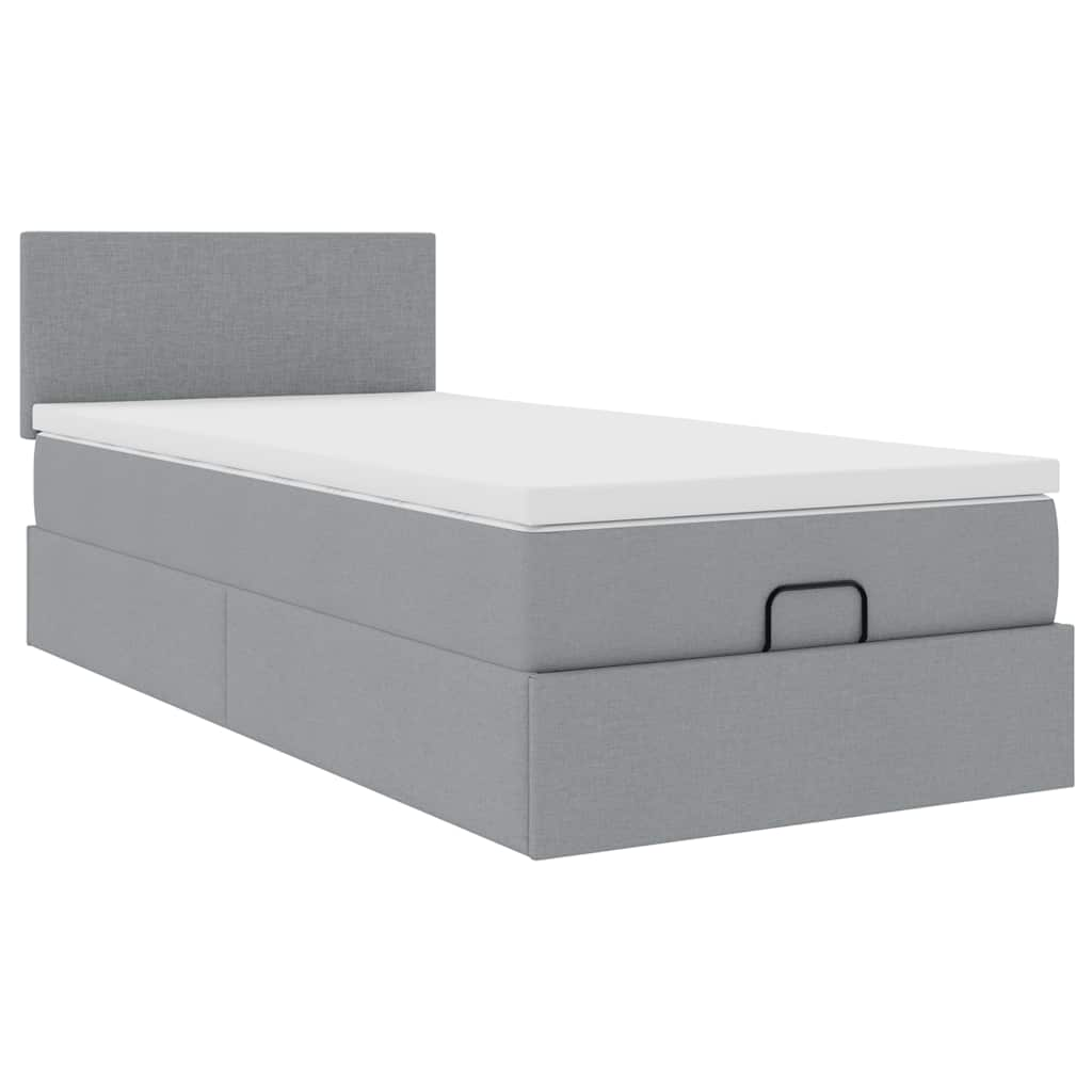 vidaXL Estructura cama otomana con colchón tela gris claro 100x200cm