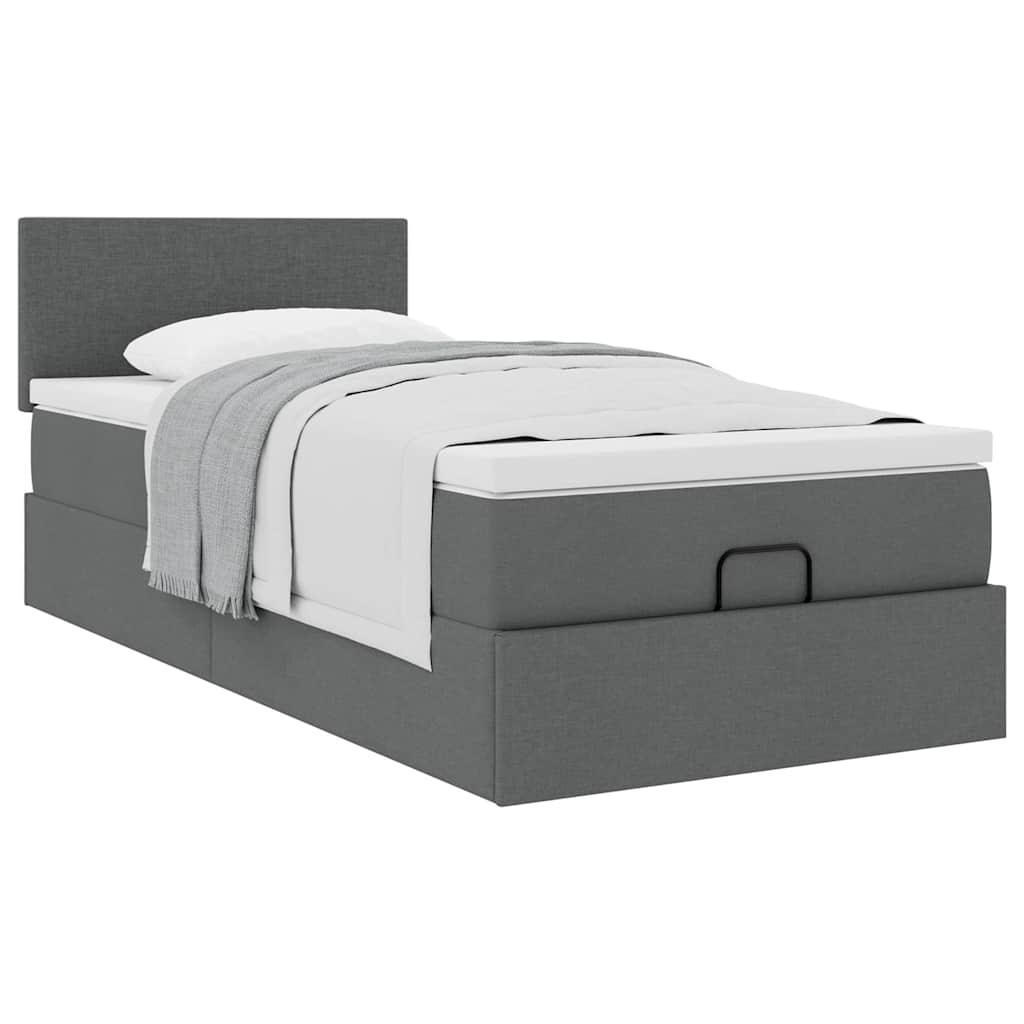 vidaXL Estructura cama otomana colchón tela gris oscuro