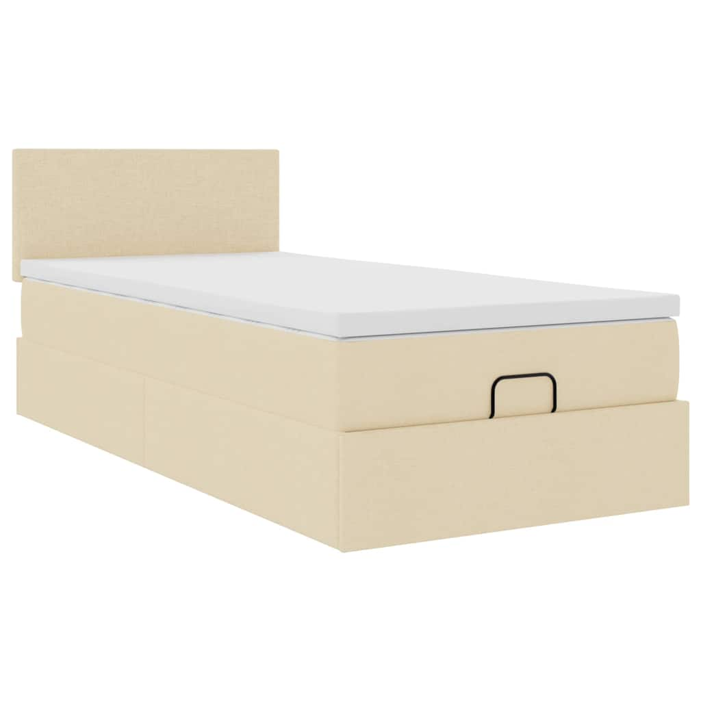 vidaXL Estructura de cama otomana con colchón tela crema 100x200cm