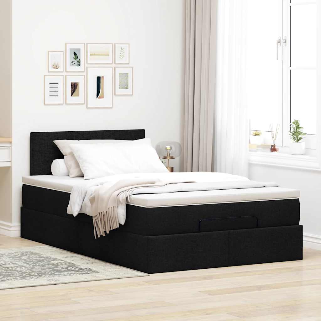 vidaXL Estructura de cama otomana colchón tela negro