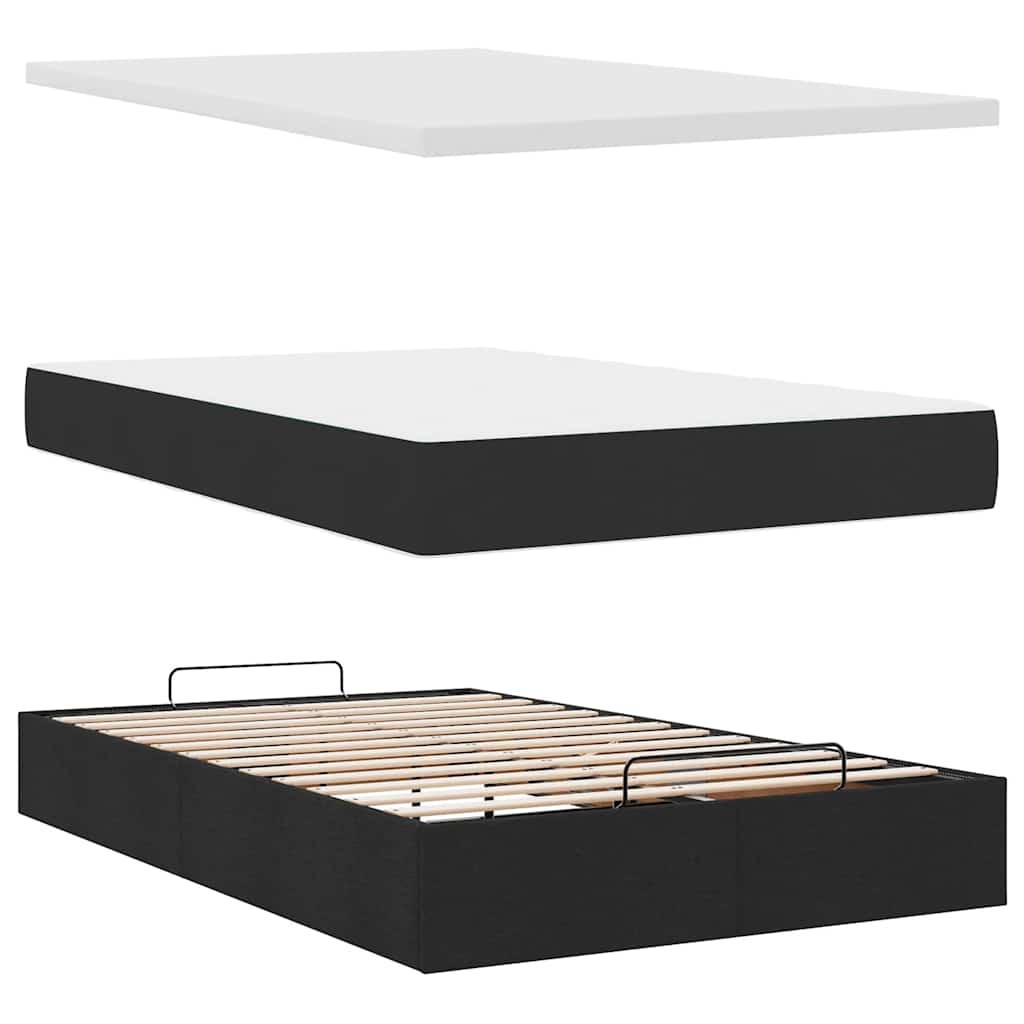 vidaXL Estructura de cama otomana colchón tela negro