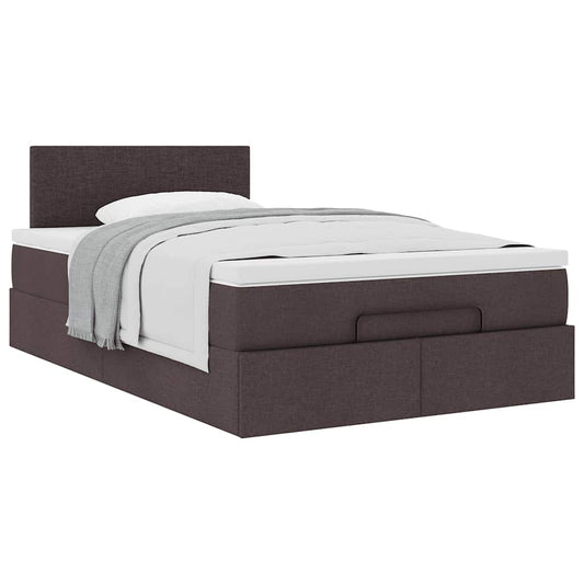 vidaXL Estructura de cama otomana colchón tela marrón oscuro 120x190cm