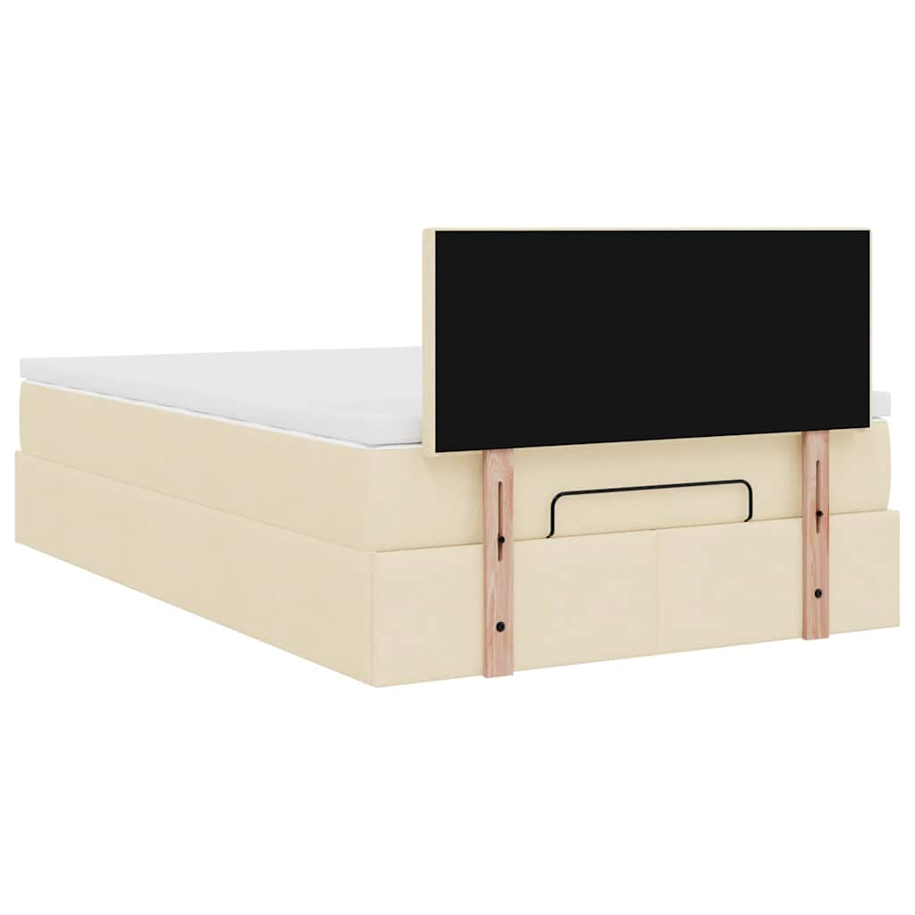 vidaXL Estructura de cama otomana colchón tela crema 120x190 cm