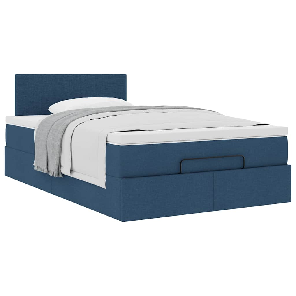 vidaXL Estructura de cama otomana colchón tela azul 120x190 cm