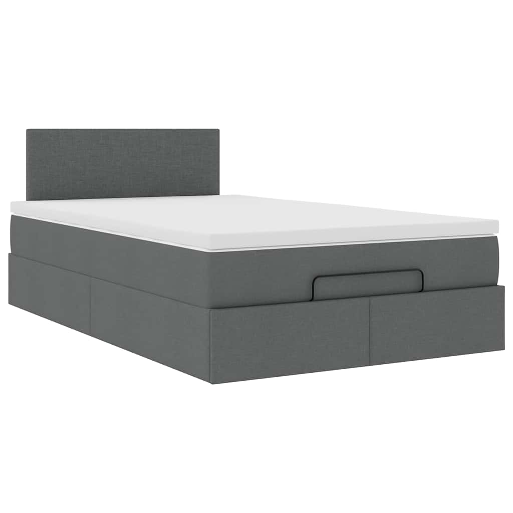 vidaXL Estructura cama otomana colchón tela gris oscuro 120x200cm