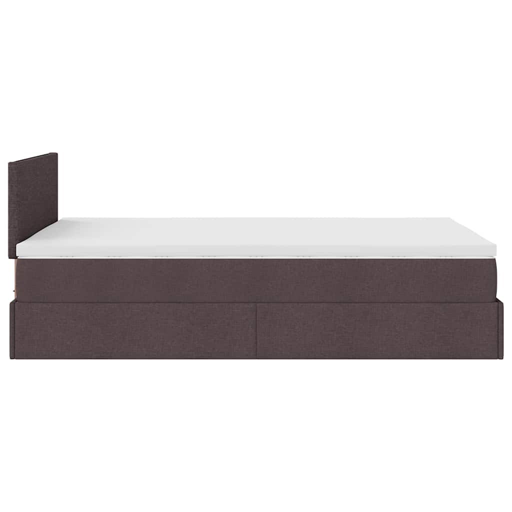 vidaXL Estructura cama otomana colchón tela marrón oscuro 120x200cm