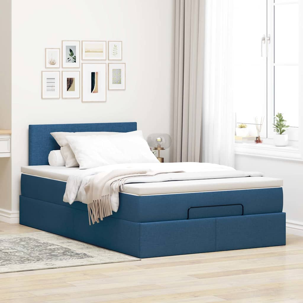 vidaXL Estructura de cama otomana con colchón tela azul 120x200cm