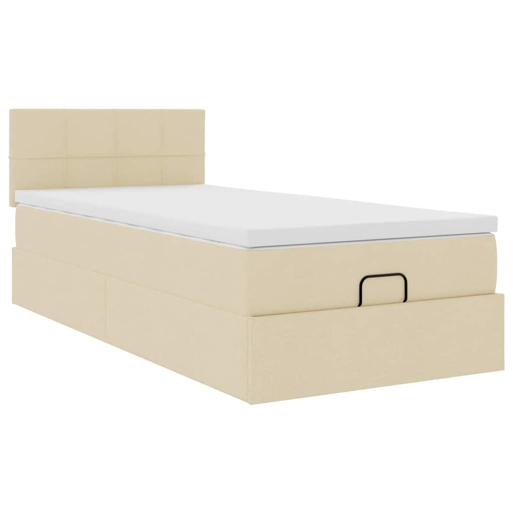 vidaXL Estructura de cama otomana con colchón tela crema 90x200cm