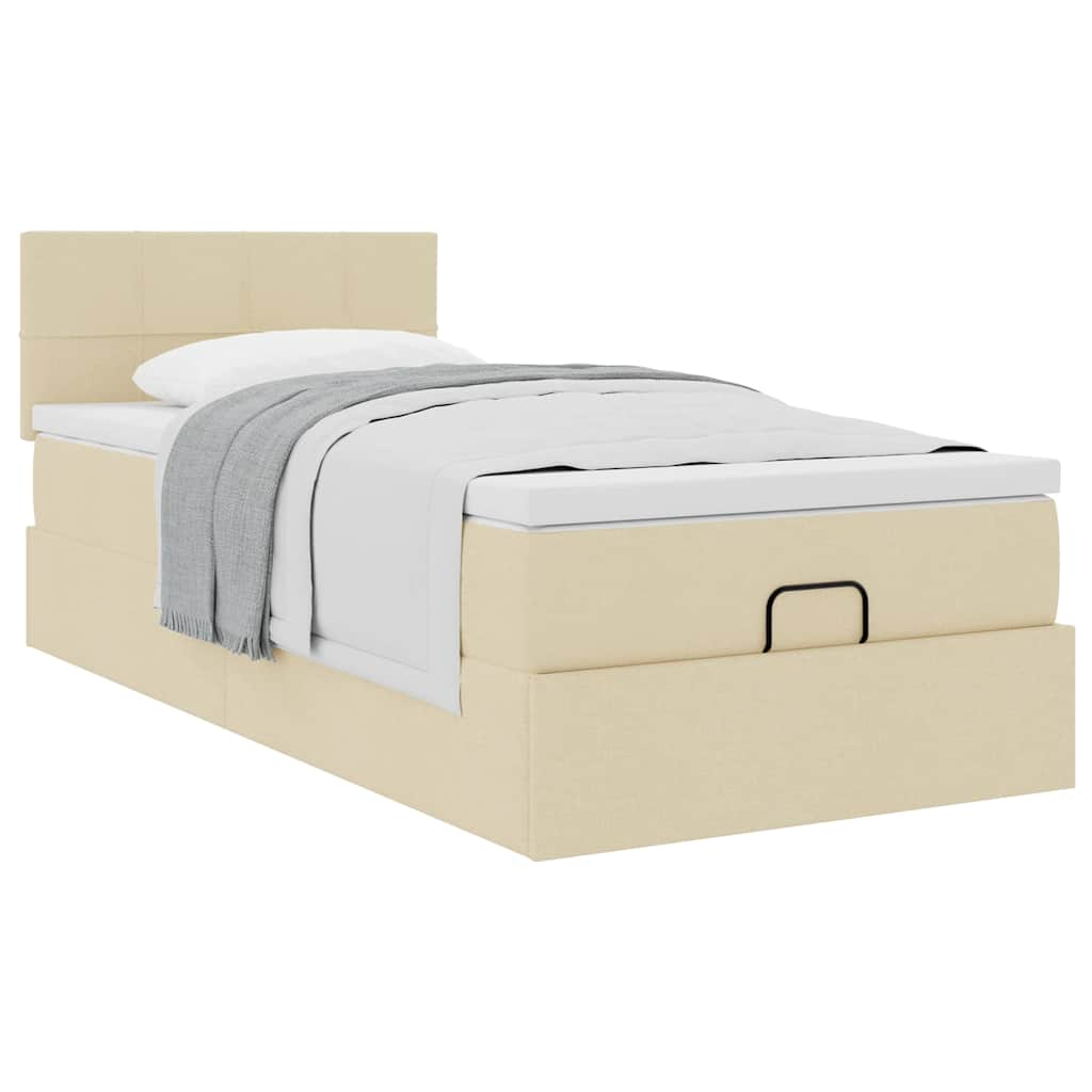 vidaXL Estructura de cama otomana con colchón tela crema 90x200cm