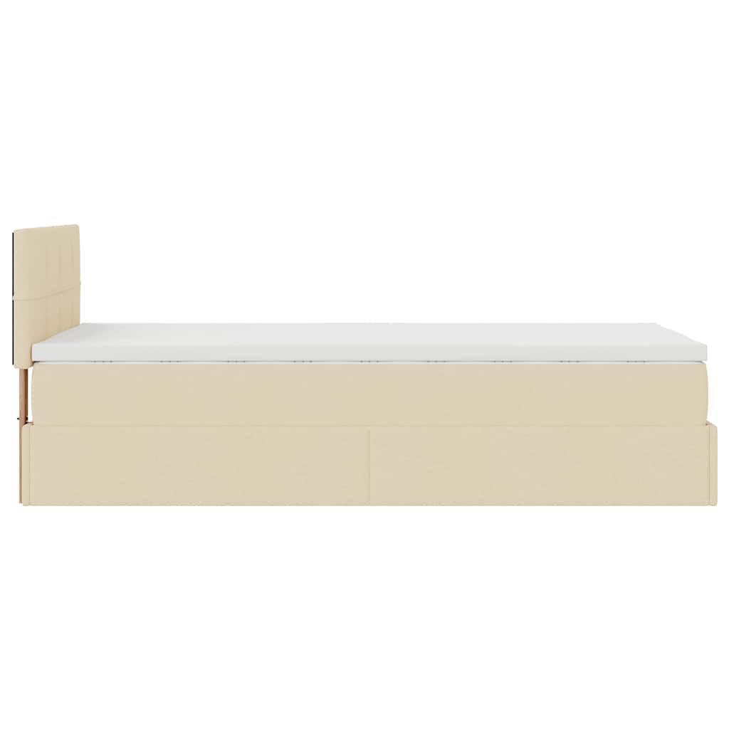 vidaXL Estructura de cama otomana con colchón tela crema 90x200cm