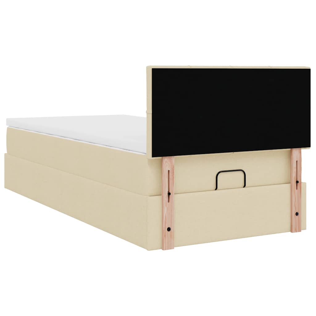 vidaXL Estructura de cama otomana con colchón tela crema 90x200cm