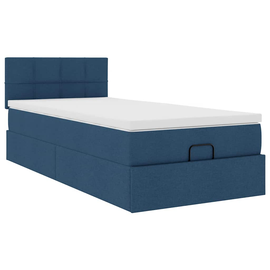 vidaXL Estructura de cama otomana con colchón tela azul 90x200 cm