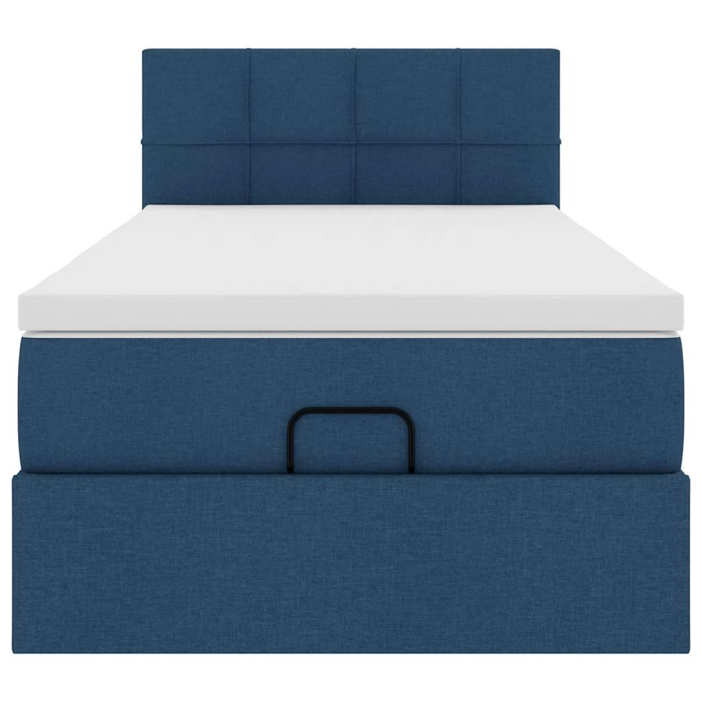 vidaXL Estructura de cama otomana con colchón tela azul 90x200 cm