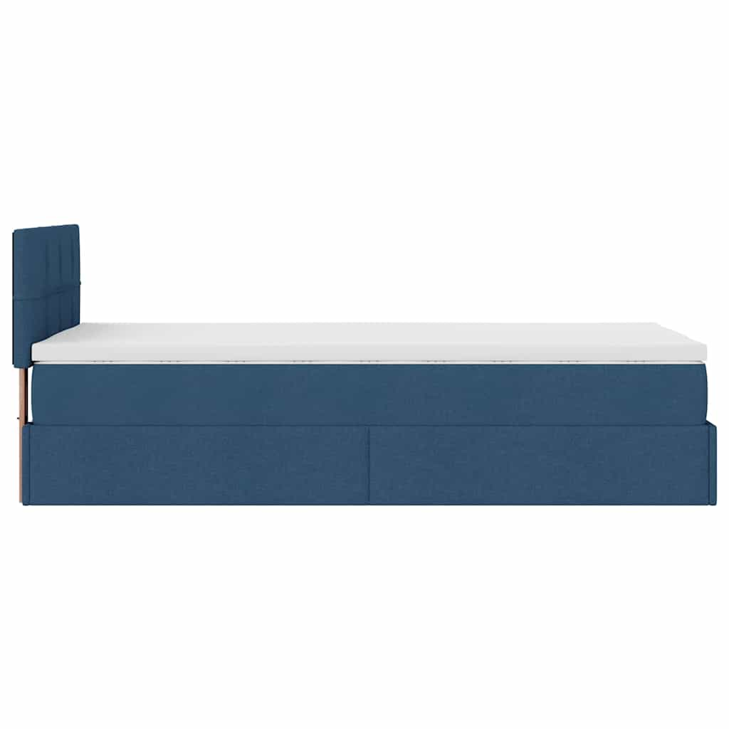 vidaXL Estructura de cama otomana con colchón tela azul 90x200 cm