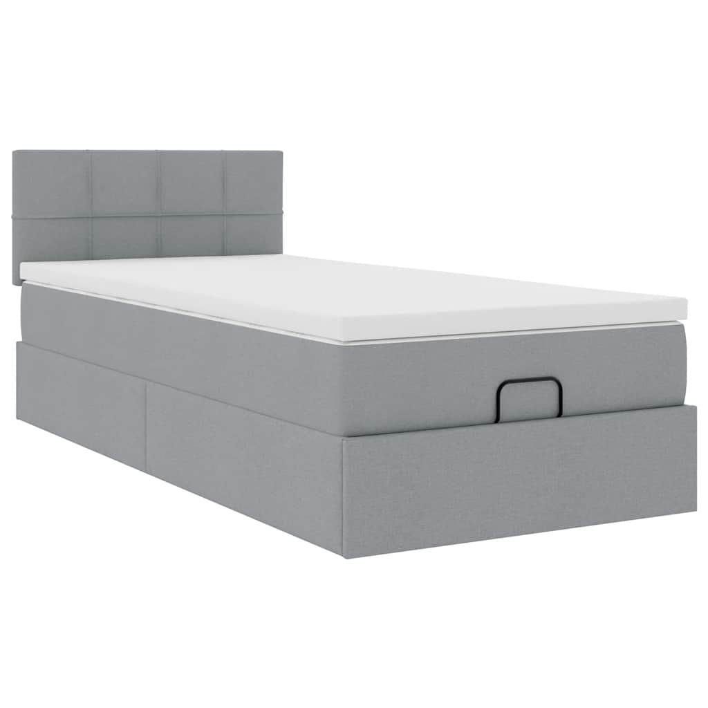 vidaXL Estructura cama otomana con colchón tela gris claro 100x200cm