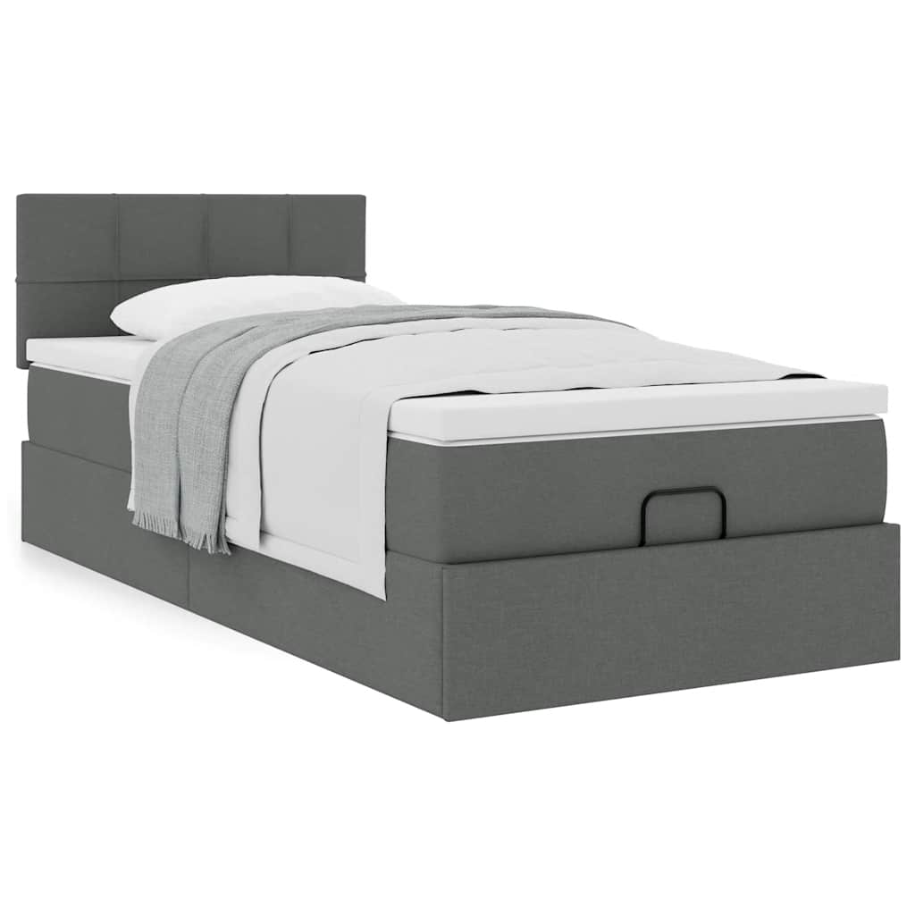 vidaXL Estructura cama otomana colchón tela gris oscuro