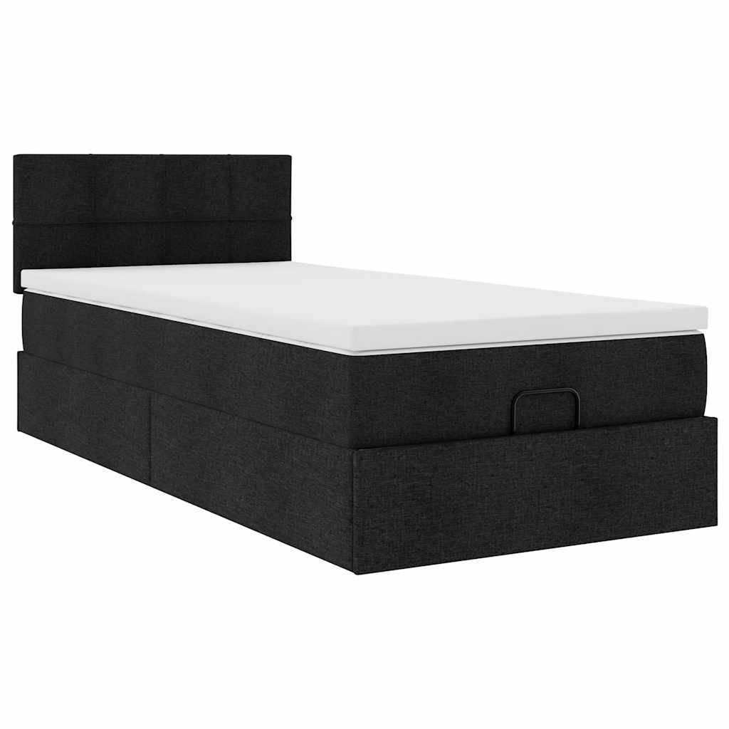 vidaXL Estructura de cama otomana colchón tela negro 100x200cm