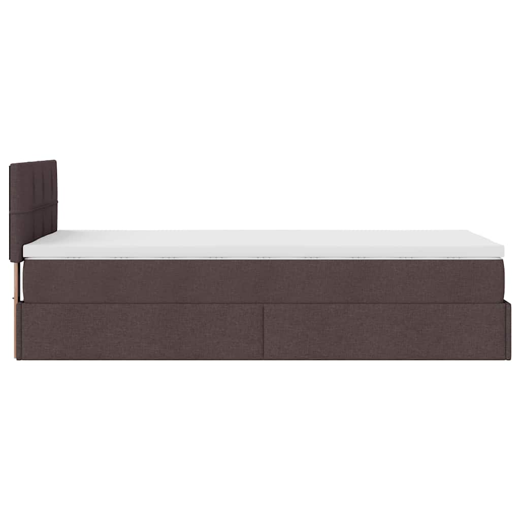 vidaXL Estructura de cama otomana colchón tela marrón oscuro 100x200cm