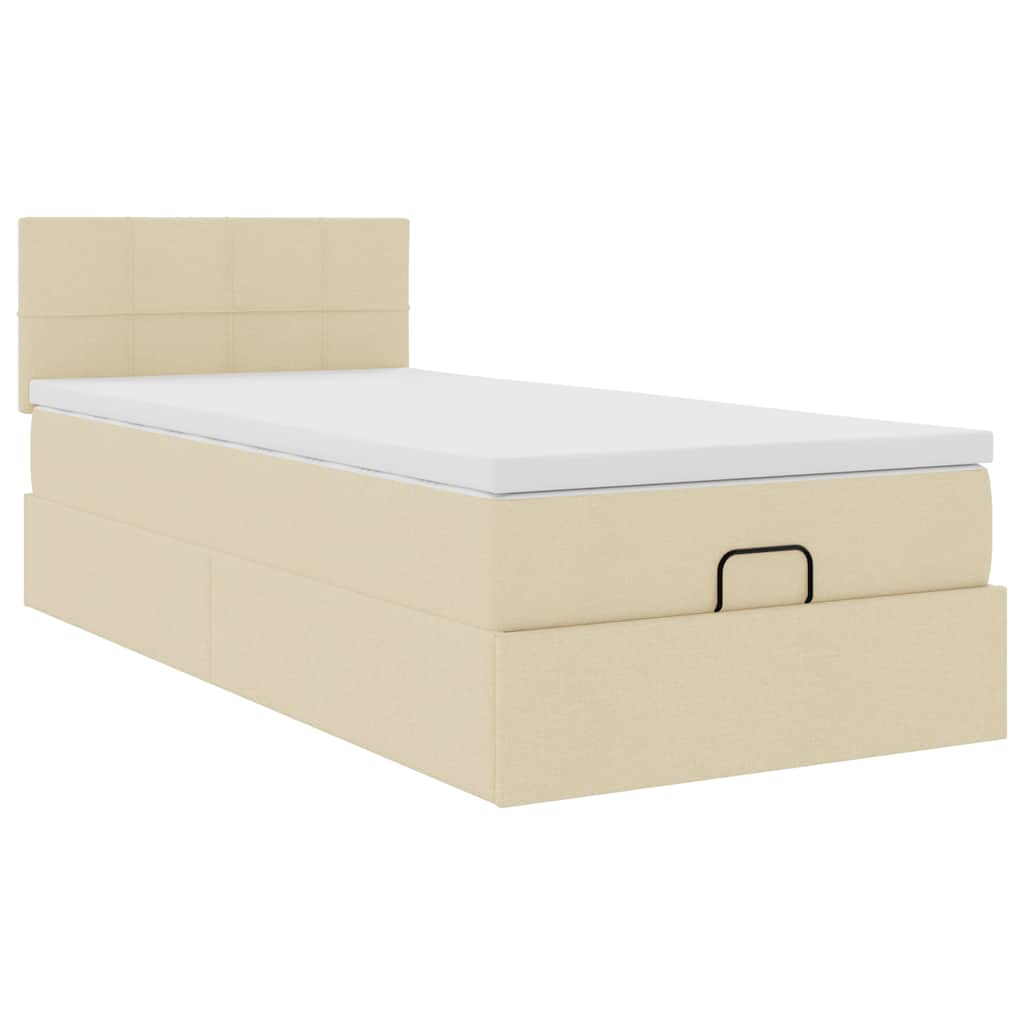 vidaXL Estructura de cama otomana con colchón tela crema 100x200cm