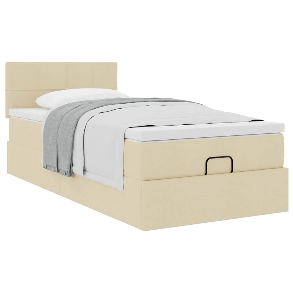 vidaXL Estructura de cama otomana con colchón tela crema 100x200cm