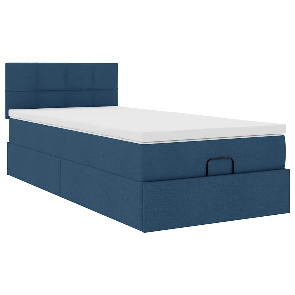 vidaXL Estructura de cama otomana con colchón tela azul 100x200cm