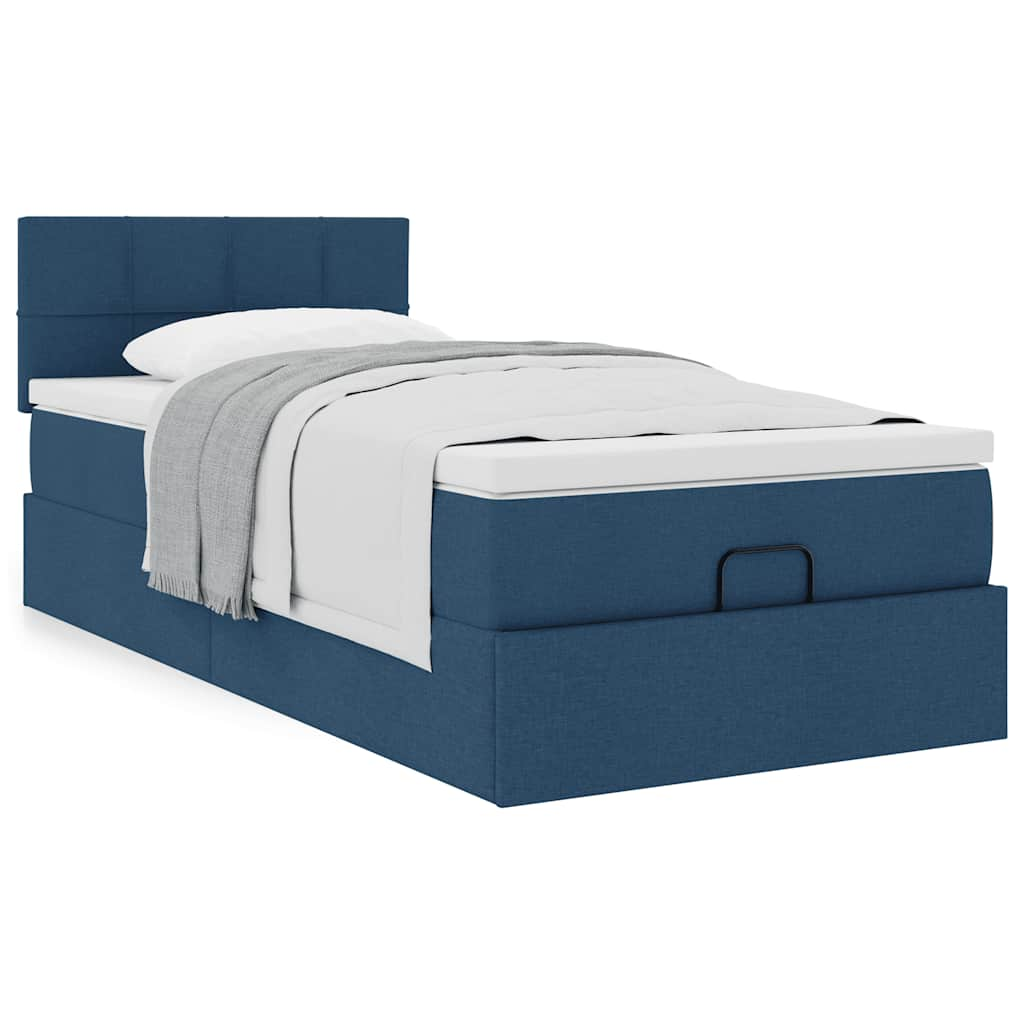 vidaXL Estructura de cama otomana con colchón tela azul 100x200cm