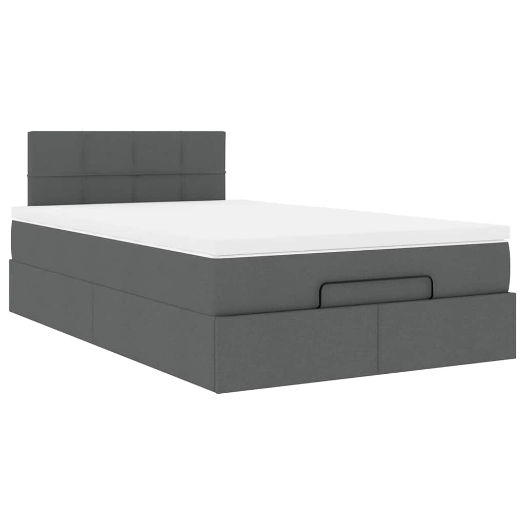 vidaXL Estructura de cama otomana colchón tela gris oscuro