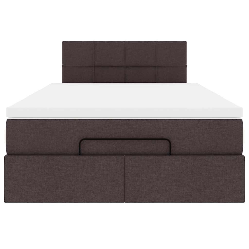 vidaXL Estructura de cama otomana colchón tela marrón oscuro 120x190cm